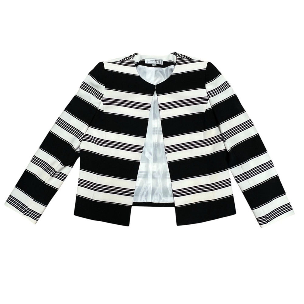 Tahari Arthur S. Levine Women's Cropped Black & White Boxy Blazer Career, 12 - Picture 10 of 15